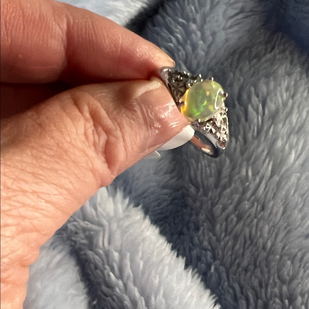 Elegant Silver Opal Ring